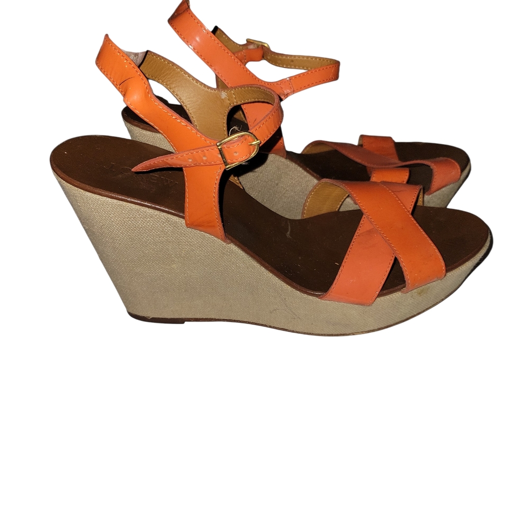 J. Crew Orange Wedge Sandals